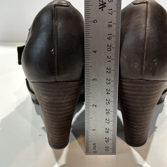 Clarks Indigo Brownish Gray Leather Moto Booties Heeled Ankle Boots Zip Women 9 - Picture 11 of 14